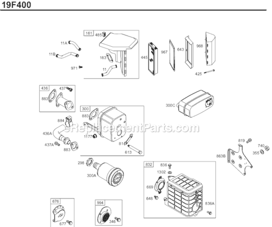 Page C Diagram and Parts List for 19F400 0043-1137 Briggs and Stratton Engine